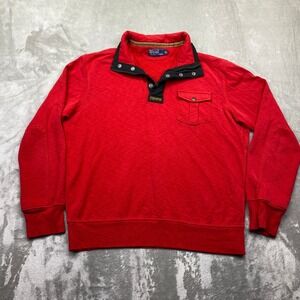 VTG Polo Ralph Lauren Mens XL Red Quarter Zip Sweatshirt VTG Talon Zipper Pocket